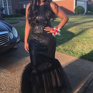 CUSTOM MADE BLACK SEQUIN PROM DRESS